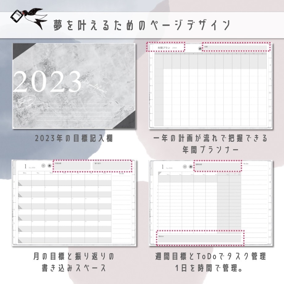 夢を叶えるデジタルプランナー2023お届けします ハイパーリンク付き！GoodNotes5で使える手帳データ！ イメージ4