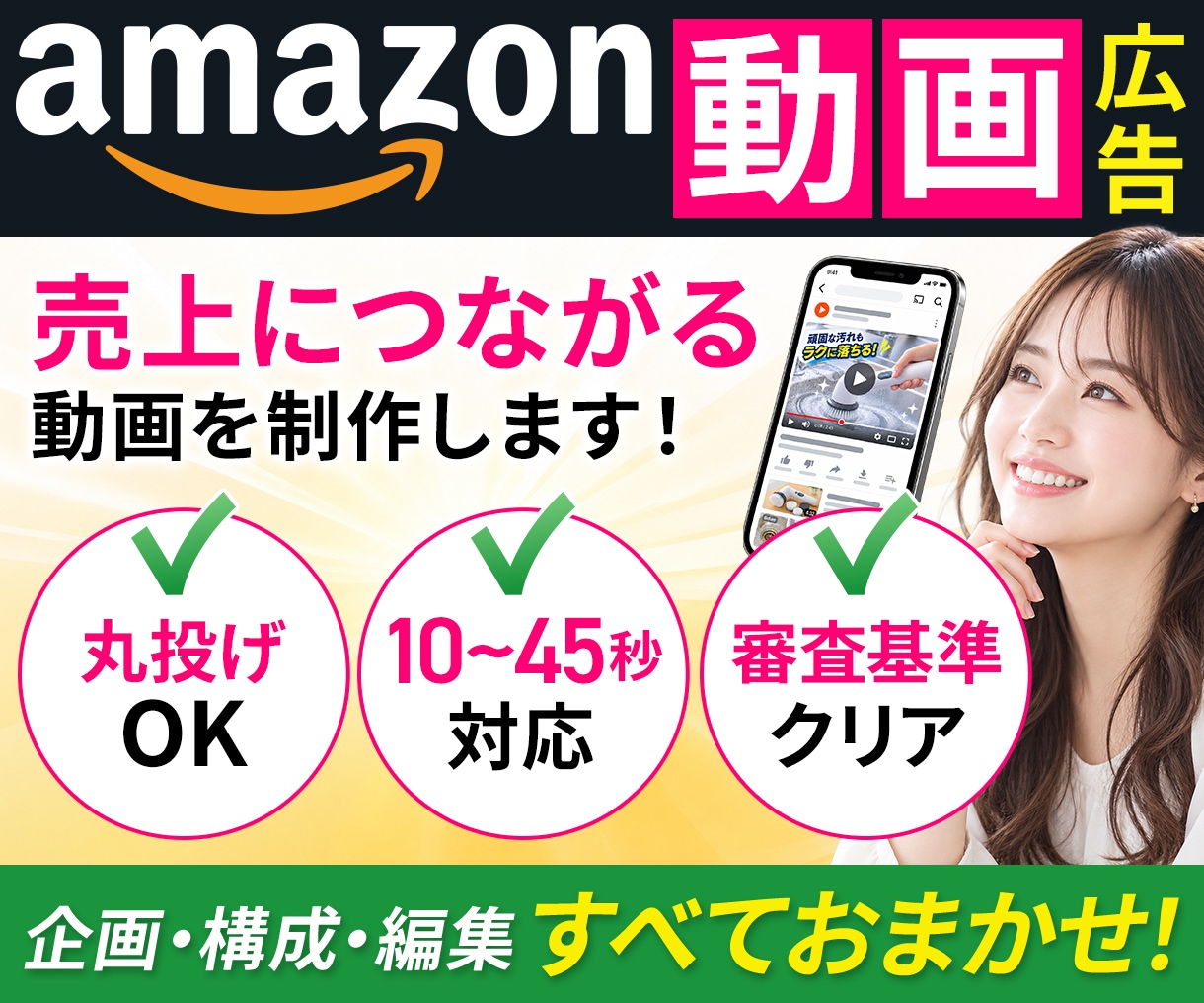 視聴者の心に響く、効果絶大な広告動画を制作します Amazon広告審査も対応。売上に直結する、魅力的な動画制作 イメージ1