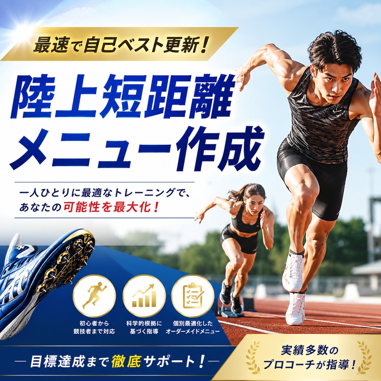 短距離の陸上練習メニュー作成します 【陸上歴12年】自己ベスト更新のための短距離メニューを提供 イメージ1