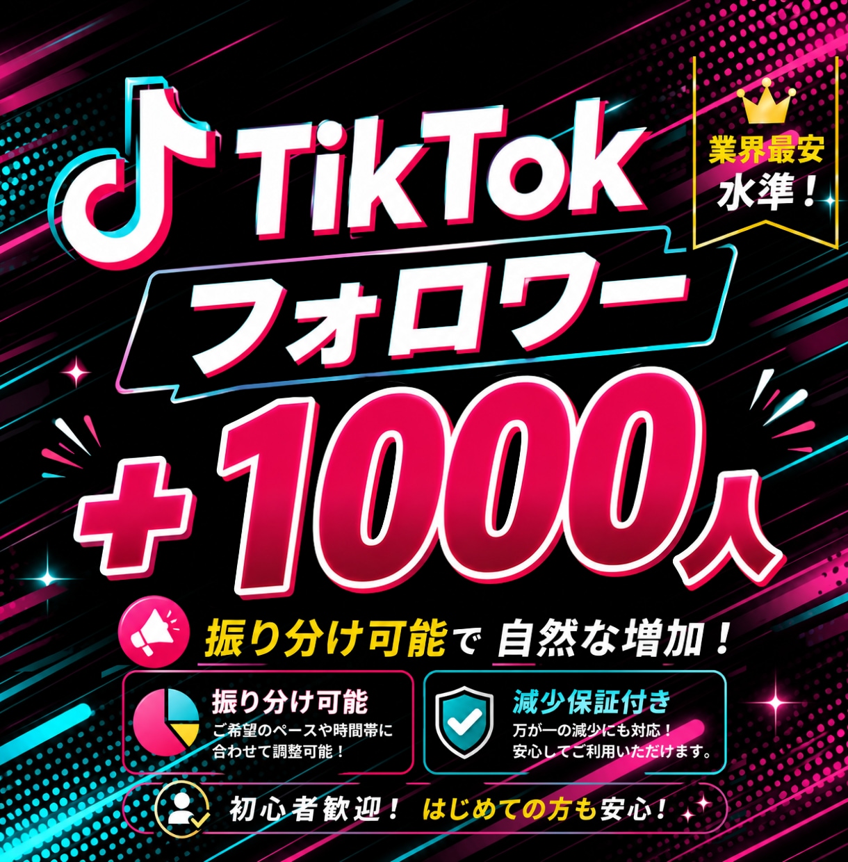 TikTokのフォロワー1000人拡散します 【８月限定最安値】衝撃のコスパで減少保証付き！ イメージ1