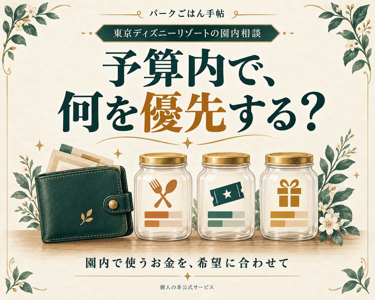 ディズニー園内予算の優先順位を整理します 食事・有料体験・買い物の配分を２案で比較 イメージ1