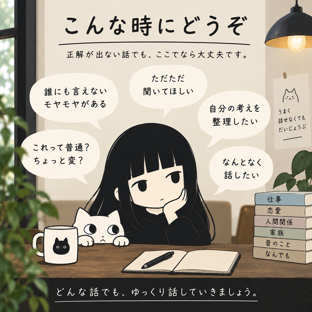 どんな話でも文章でじっくりお聞きします のっぴきならない話も謎な話もどうぞ イメージ2