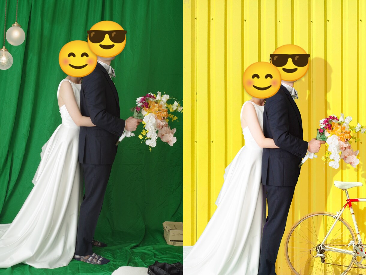 結婚式場の写真をお海外ウェディング風に作ります 2ショット写真をおしゃれな海外風ウェディングに加工します イメージ2