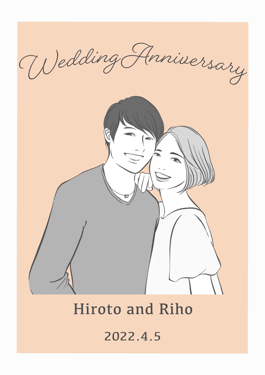 シンプルシックな似顔絵ウェルカムボード描きます 結婚式でのご利用やプレゼントに！インテリアにもなるイラストを イメージ5