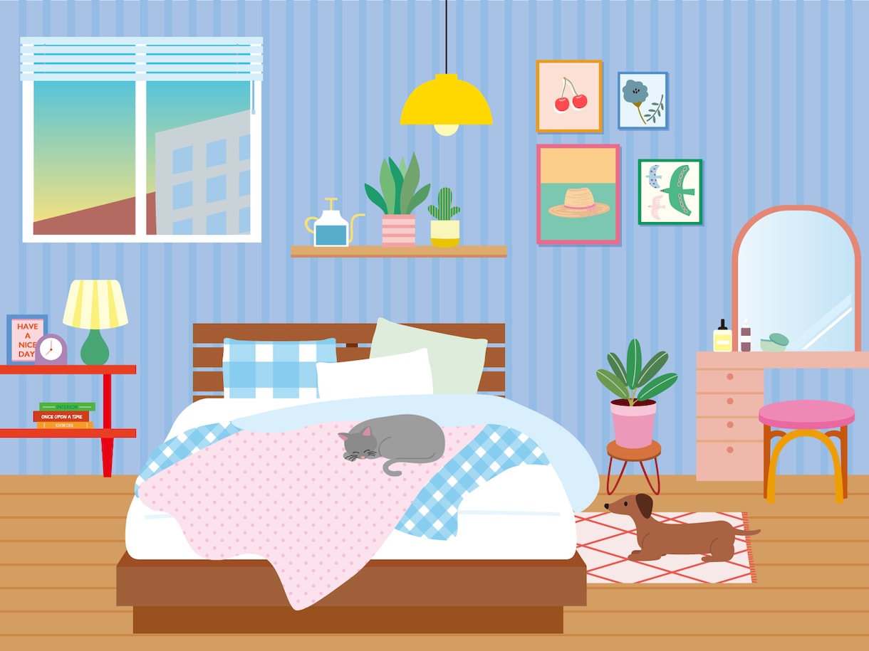 カラフルなインテリアのイメージイラストを作成します こんな部屋で暮らしたい！ワクワクするようなイラストをご提案！ イメージ6