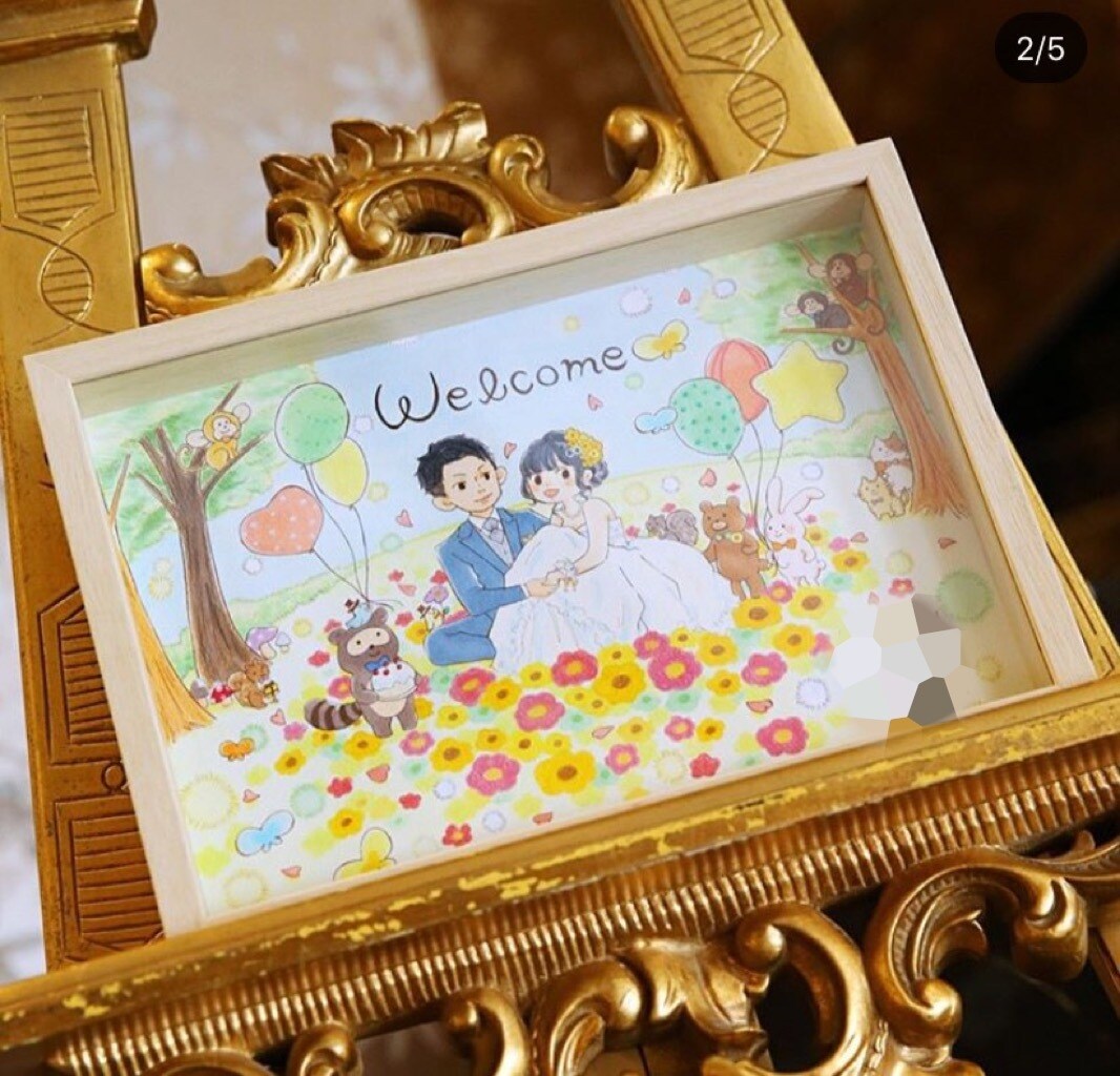 おとぎ話のような似顔絵ウェルカムボード描きます 結婚式/ウェルカムスペース/家族の記念 イメージ6