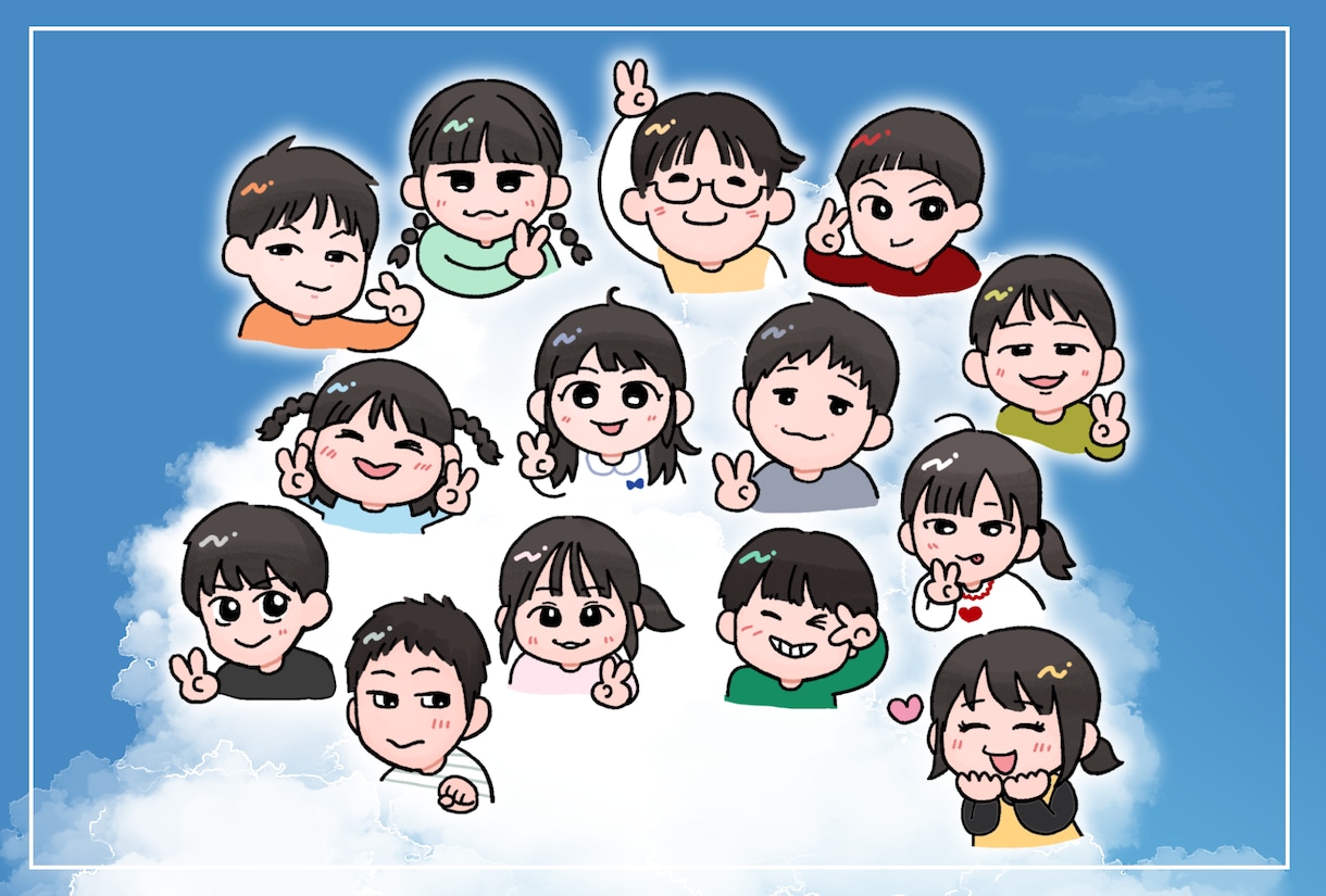 5名から！シンプルでキャッチーな似顔絵を描きます 大切な仲間や家族との思い出作りに♪ イメージ1