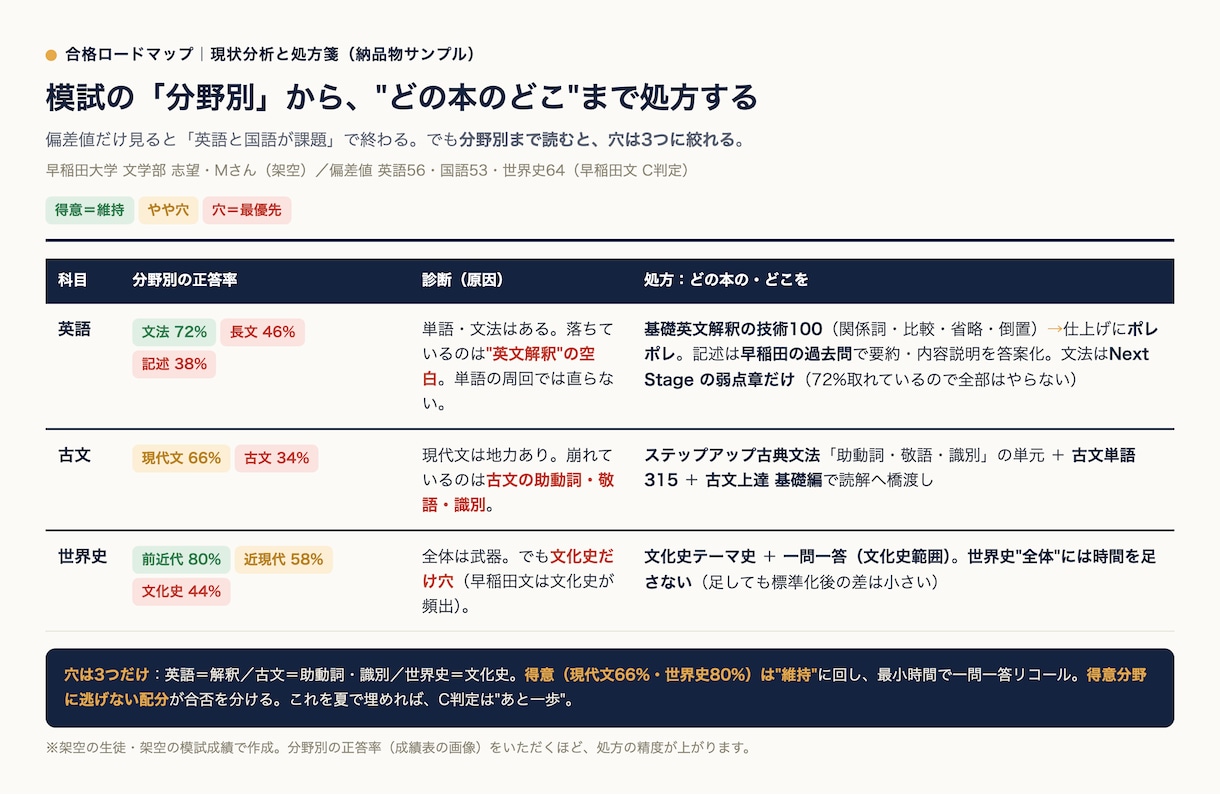 私大文系・理系の合格戦略を設計します 合格までの最短ルートを、今日やる1ページまで設計 イメージ4