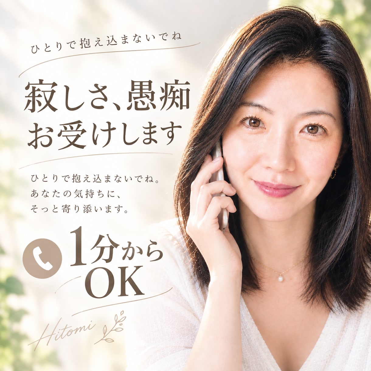 1分でも大歓歓迎！元VIPケアナースがお応えします 誰かと話したい1分大歓迎♡ 元VIPケアナースがお聴きします イメージ1