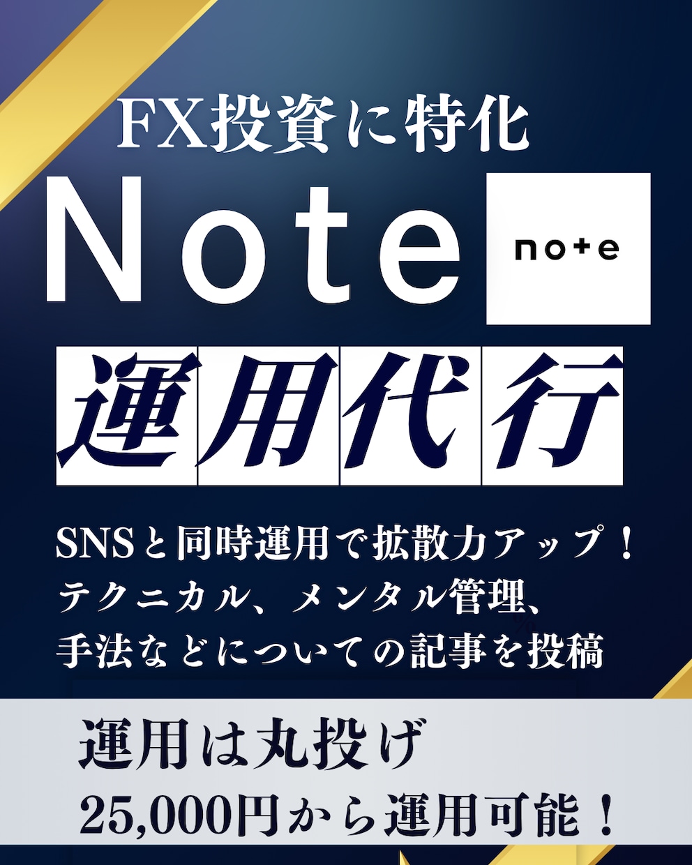 FX投資系noteを毎日投稿をして運用します FX投資系のnote運営、記事を投稿したい人におすすめ イメージ1