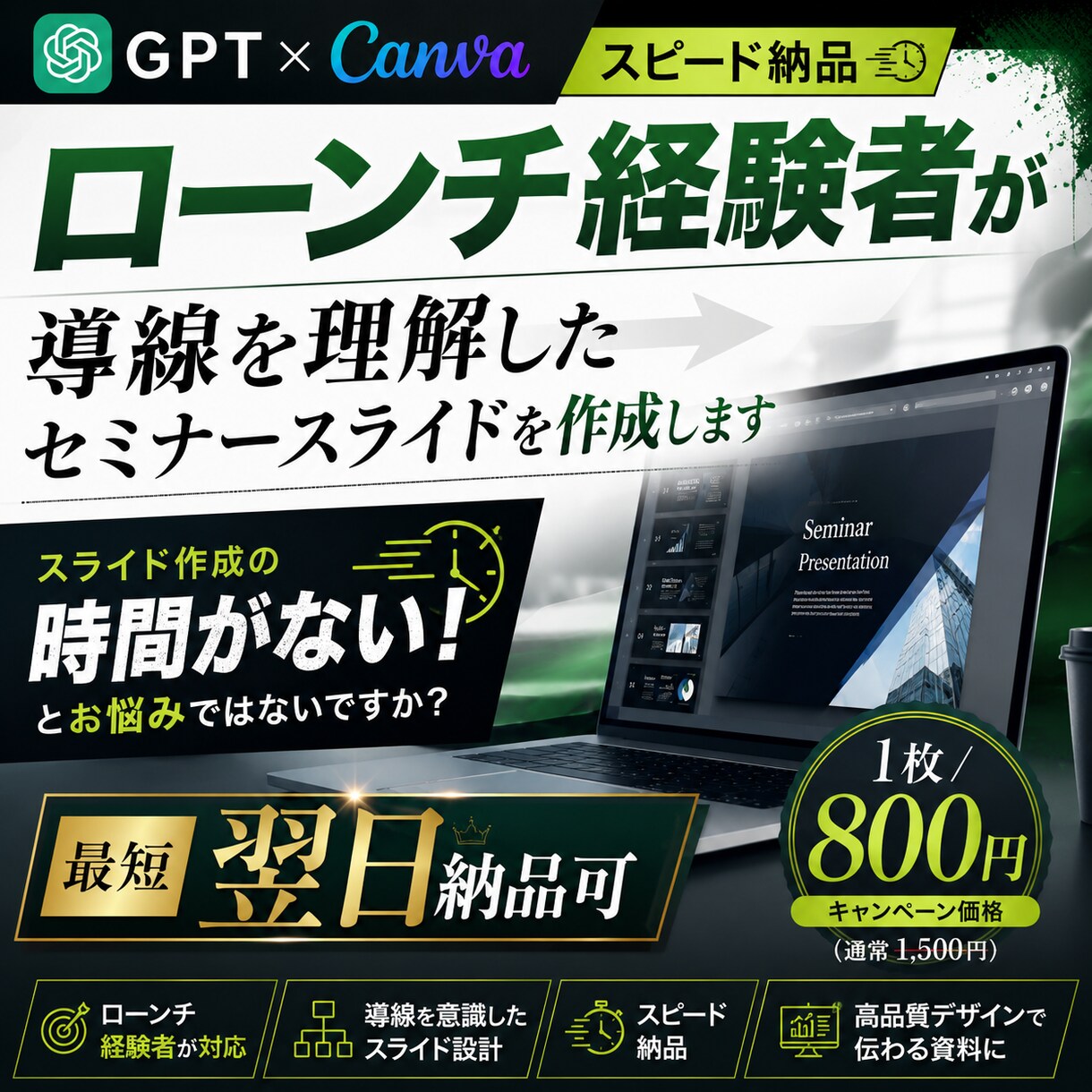 ローンチ経験者が売れるセミナースライドを作成します あなたは販売に集中。資料作成はお任せください。 イメージ1