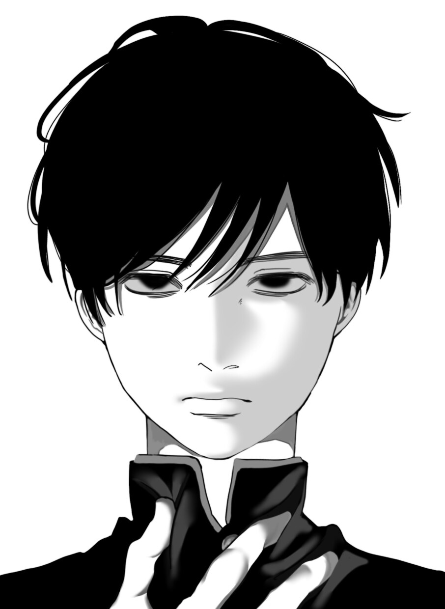 白黒のイラスト、アイコンを描きます 線画＋グレーの陰影でキャラの表情や雰囲気を大切に描きます イメージ1