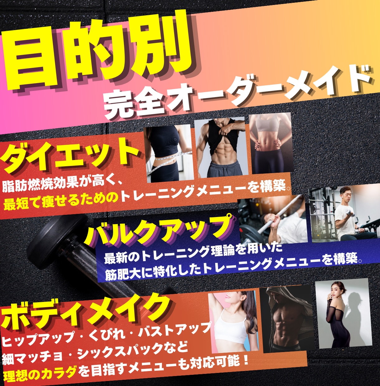 オール☆5評価！あなた専用筋トレメニュー作成します ジム・自宅どちらも対応◎目的別の完全オーダーメイドメニュー！ イメージ2