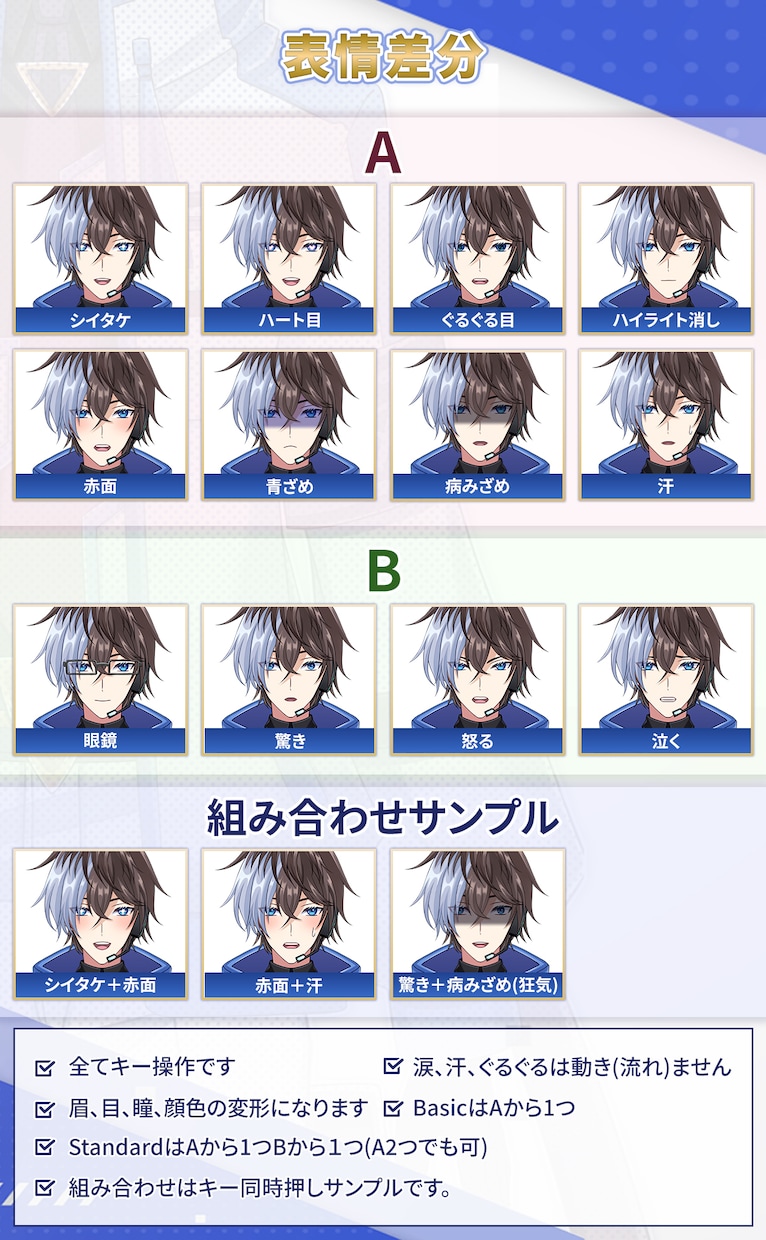 イケメンな男性Vtuberデビューセット制作します かっこいい/かわいいキャラでロゴ・SDキャラ込みの一括制作！ イメージ5