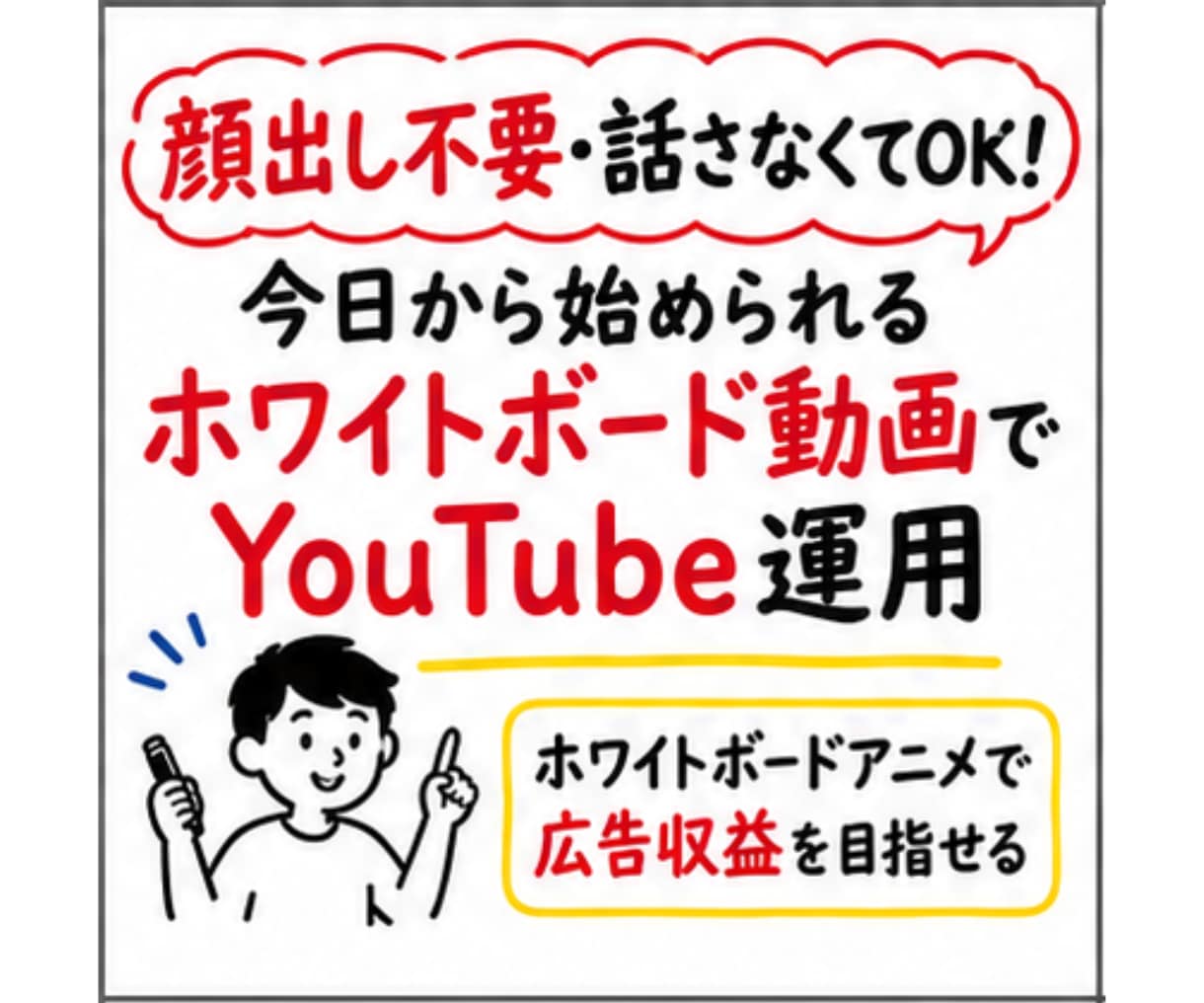 顔出しなし・声出しなしでYouTube運用できます ホワイトボードアニメで広告収益、初心者がゼロから動画作る手順 イメージ2