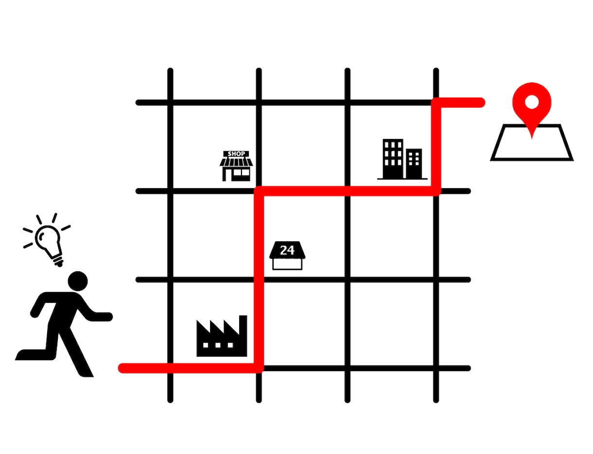 お値下げ中！シンプル・アイコンの地図作成承ります 住所のみでもOK。載せたい目印もピクトグラムなアイコンに。 イメージ1