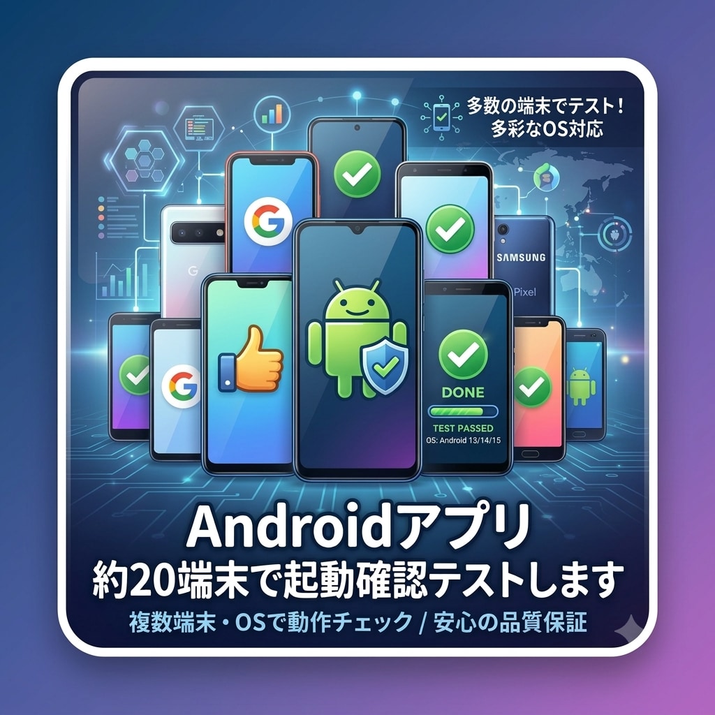 Androidアプリを約20端末でテストします あなたのAndroidアプリを複数の端末で起動確認します イメージ1