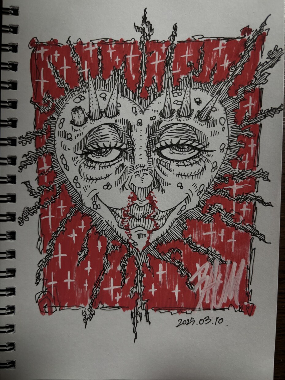 アナログで一枚絵を描かせていただきます ちょっと不気味でポップな絵をアナログで描いています！ イメージ7
