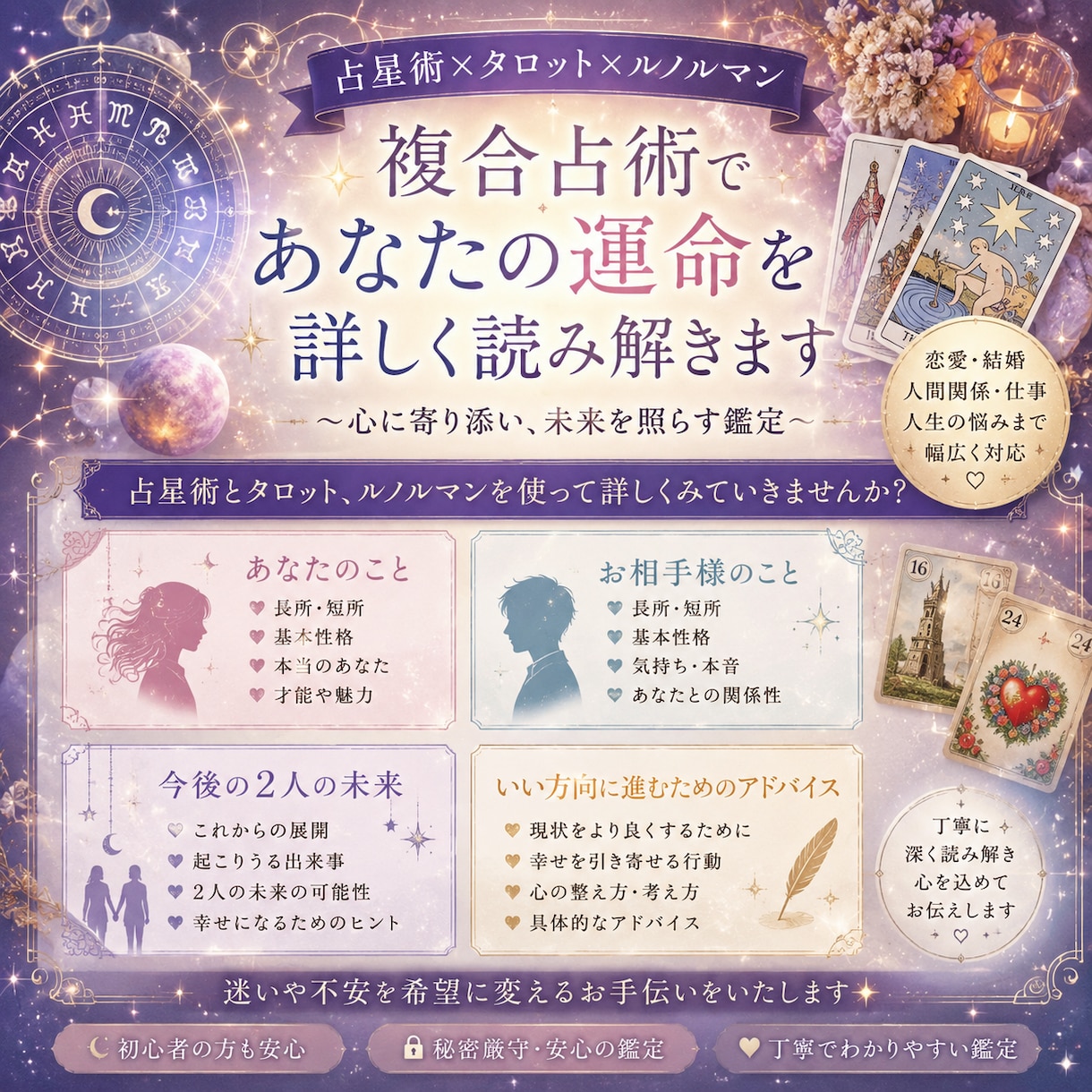 貴方と彼の相性を全部丸ごと見ます モヤモヤが解決できる3点セット！ イメージ1