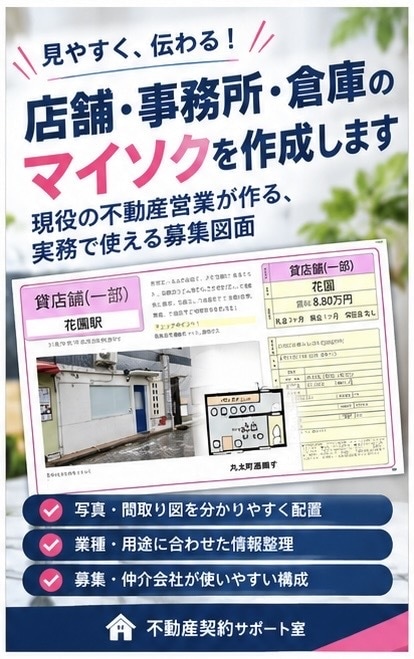 不動産営業が店舗・事務所・倉庫マイソクを作成します 現役の経験を活かし、事業用募集図面を作成 イメージ2