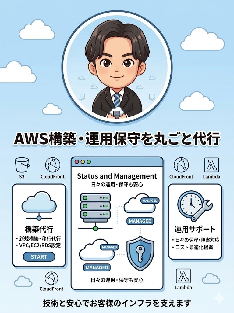 AWSの設計・構築から運用保守まで丸ごと代行します 初めてのAWS導入も安心!プロが構築から障害対応までサポート イメージ1
