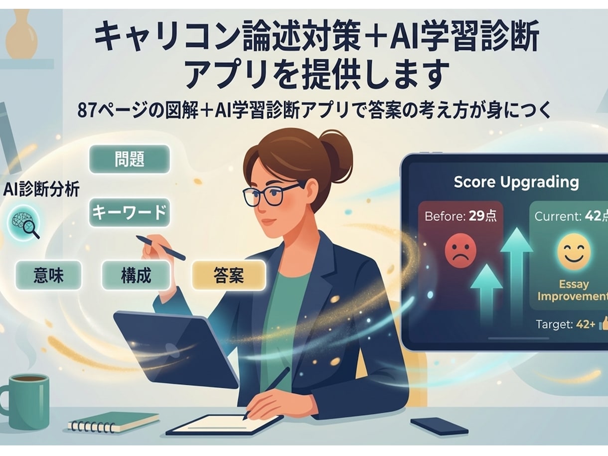 キャリコン論述対策＋AI学習診断アプリを提供します 87ページの図解＋AI学習診断アプリで答案の考え方が身につく イメージ1