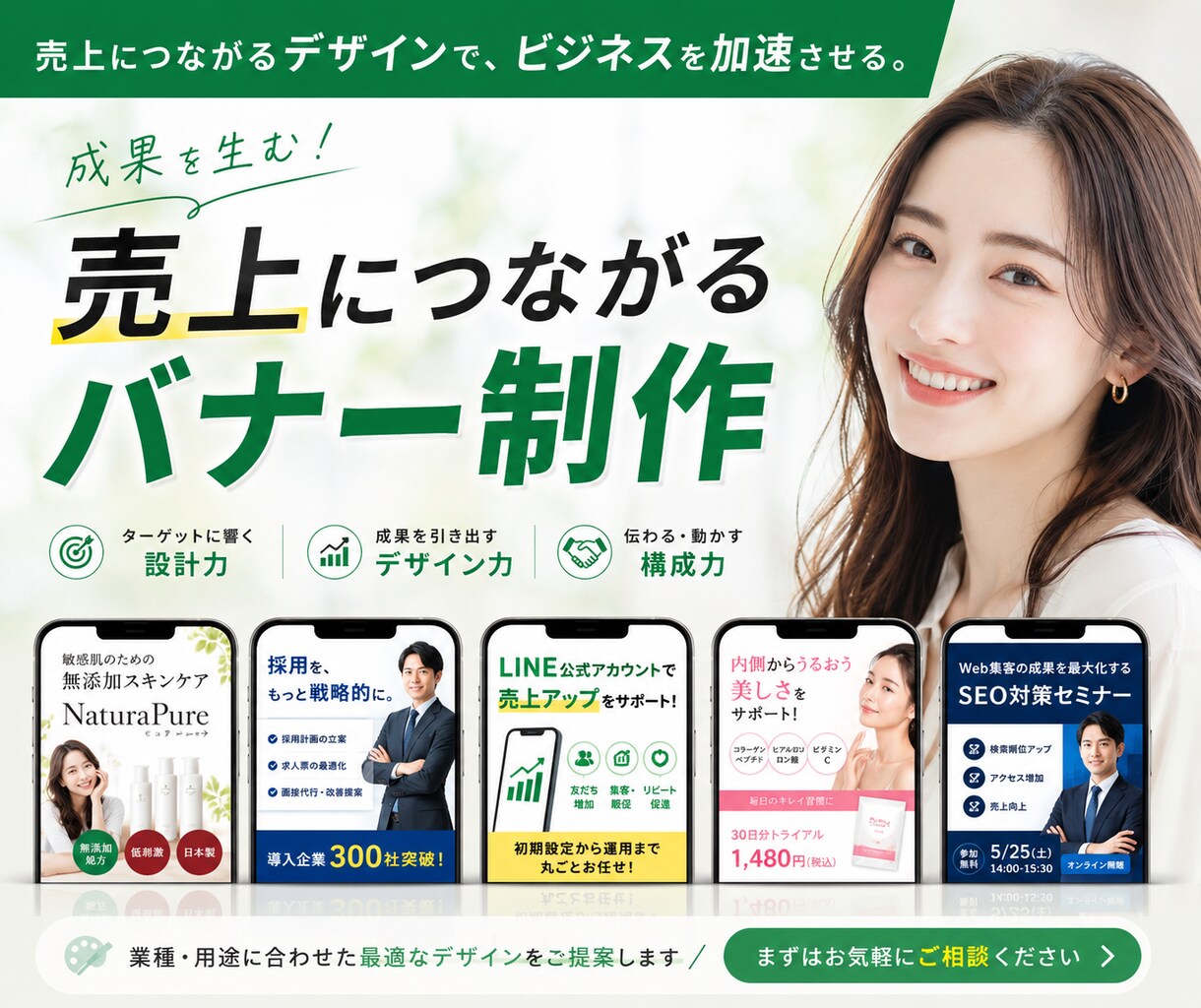 売上アップに繋がるバナーを1,500円で作成します 最短【即日も可】スピード重視のバナー作成なら イメージ1