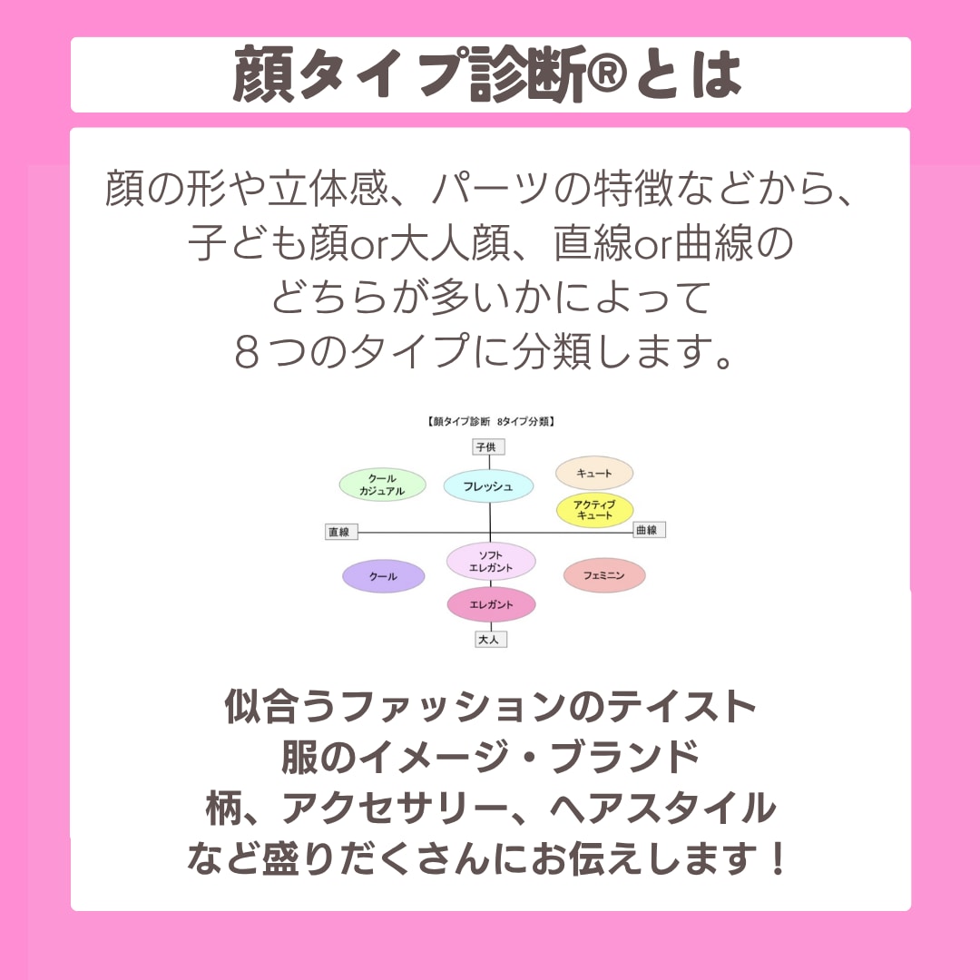 顔タイプ診断｜あなた専用コーデシート作成します あなただけのコーデ提案♪対面診断歴5年！丁寧に診断致します イメージ2