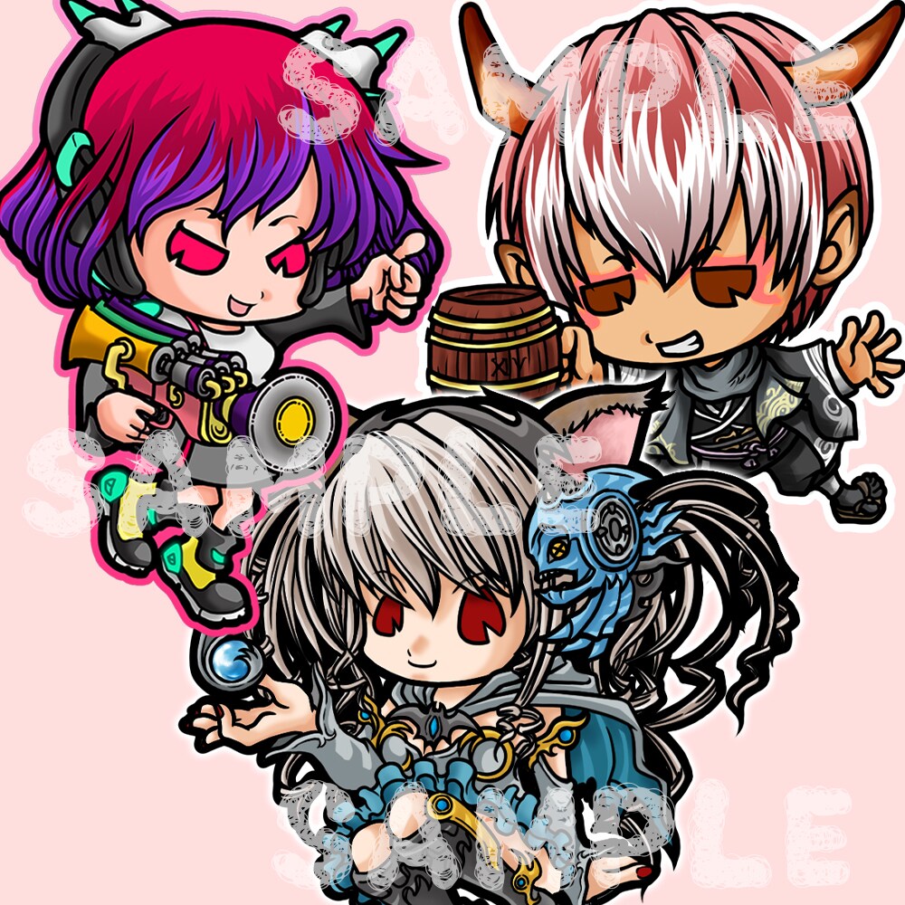 ミニマム★SNS用の超デフォルメアイコンを描きます シールやアクリルプレートにしてもかわいいデフォルメです♪ イメージ1