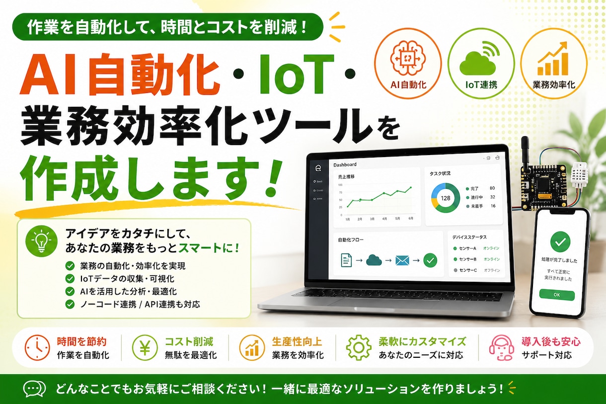 AI自動化・IoT・業務効率化ツールを作成します AI自動化・IoT・業務効率化・試作ツールを作成します イメージ1