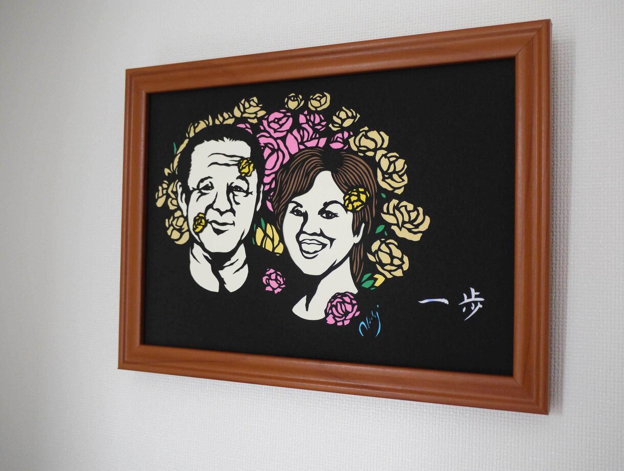 A4サイズ♪あなたの切り絵（フレーム入）つくります データ&原画～ご家族・結婚祝い・ペットの思い出に イメージ7