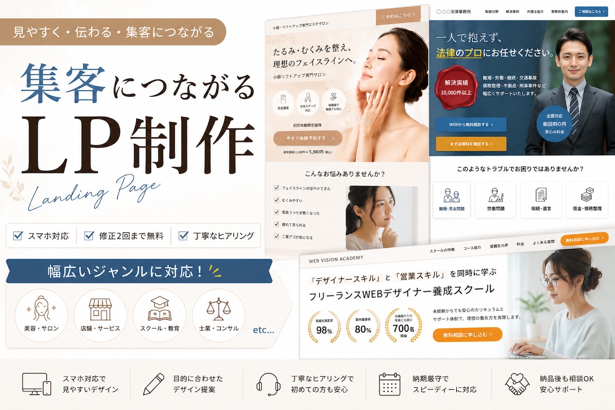 集客につながるLP制作します 世界観と導線を整え、伝わるLPを制作します イメージ1