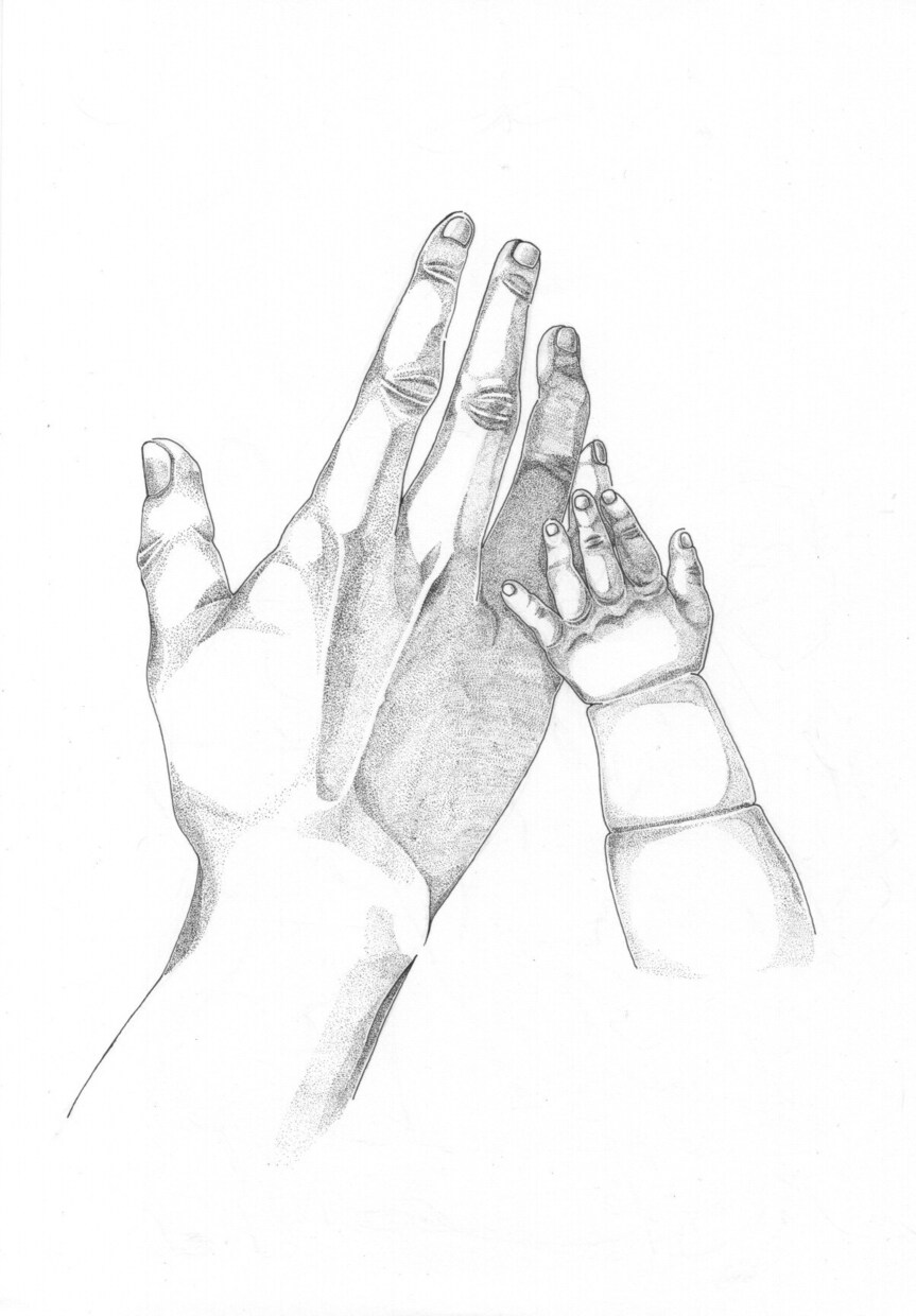 あなたの大切な手、ペン画で描かせていただきます プレゼントや思い出、記念日の品に！店内の装飾にもオススメ！ イメージ1