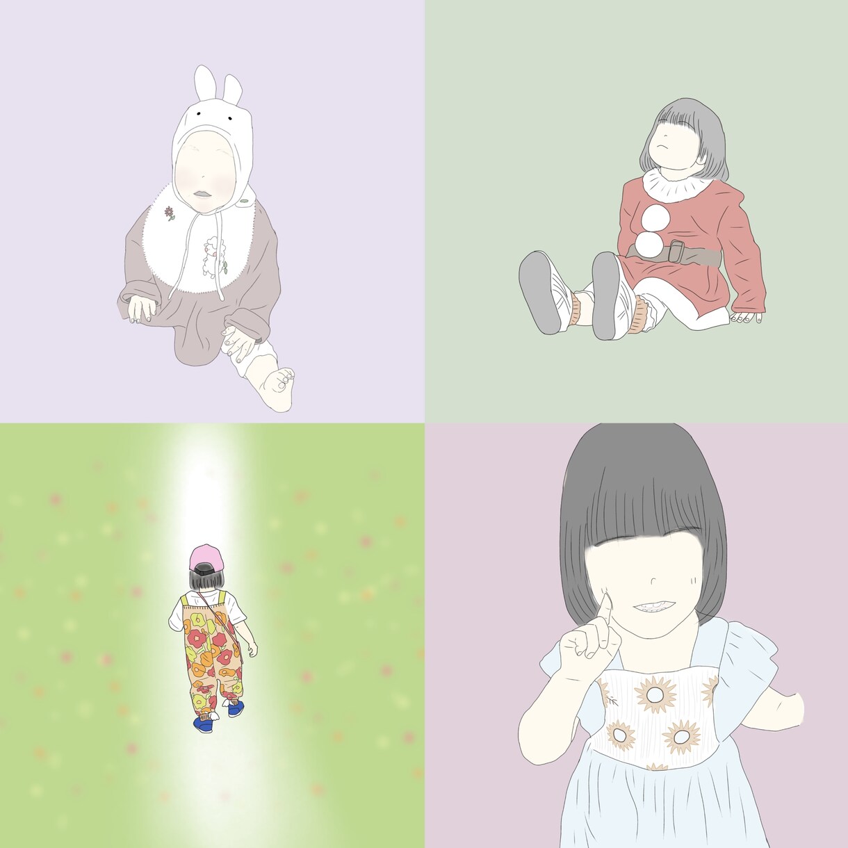 お子さんのアイコンイラスト描きます くすみカラーでかわいいお子様の写真をイラストにしませんか イメージ1