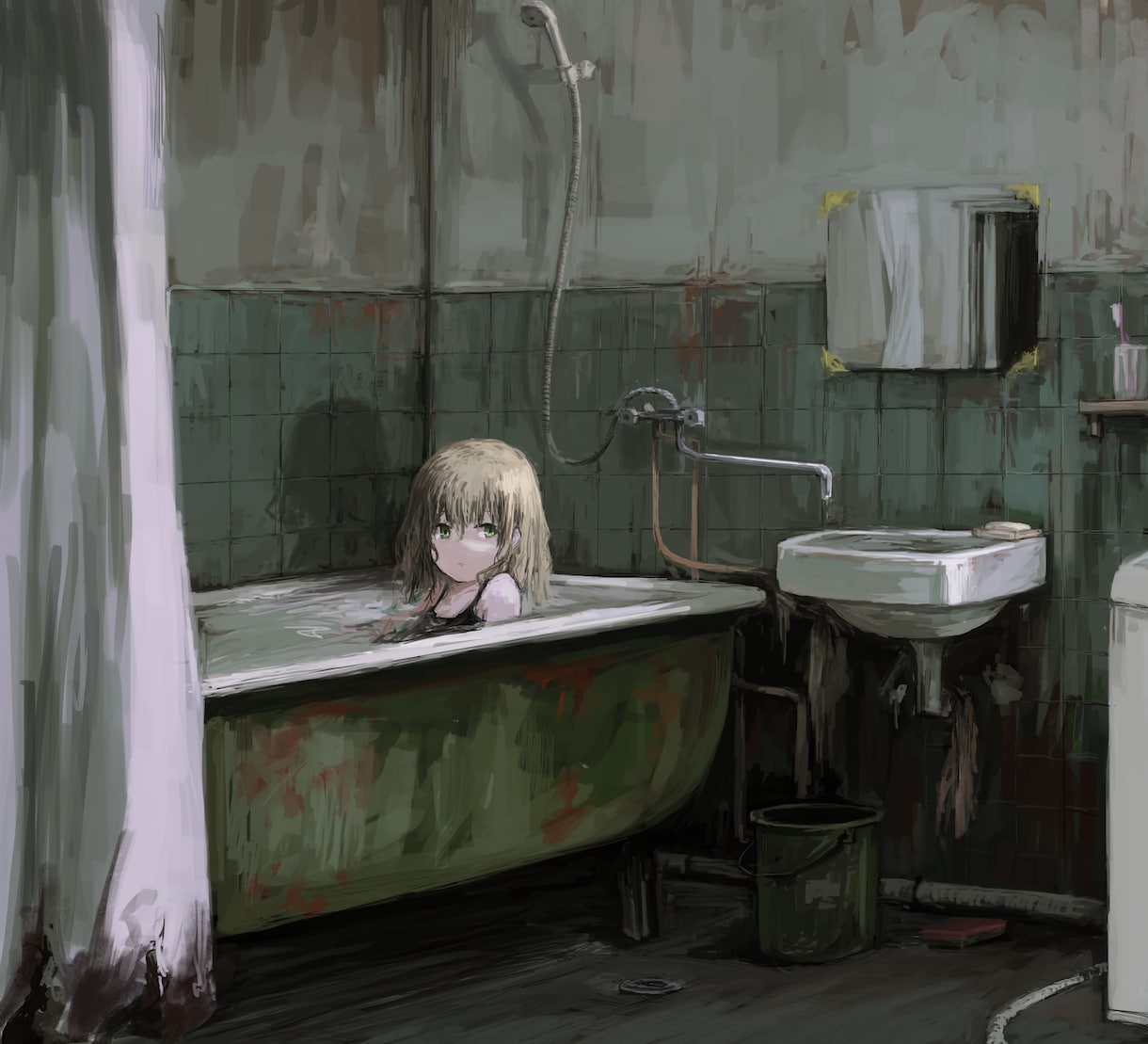 イラスト制作。風景含めた人物イラストを描きます 退廃的な雰囲気の風景イラストが欲しい方へ イメージ1