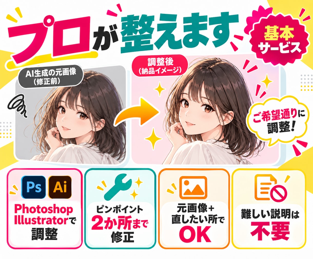 AI生成画像のココだけ直したい！をプロが修正します 生成画像の気になる所だけを修正します イメージ3