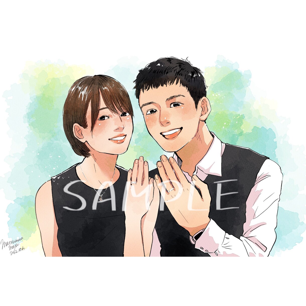 ふんわり優しい似顔絵描きます 大切な人へのプレゼントにも★水彩画風に仕上げます イメージ4