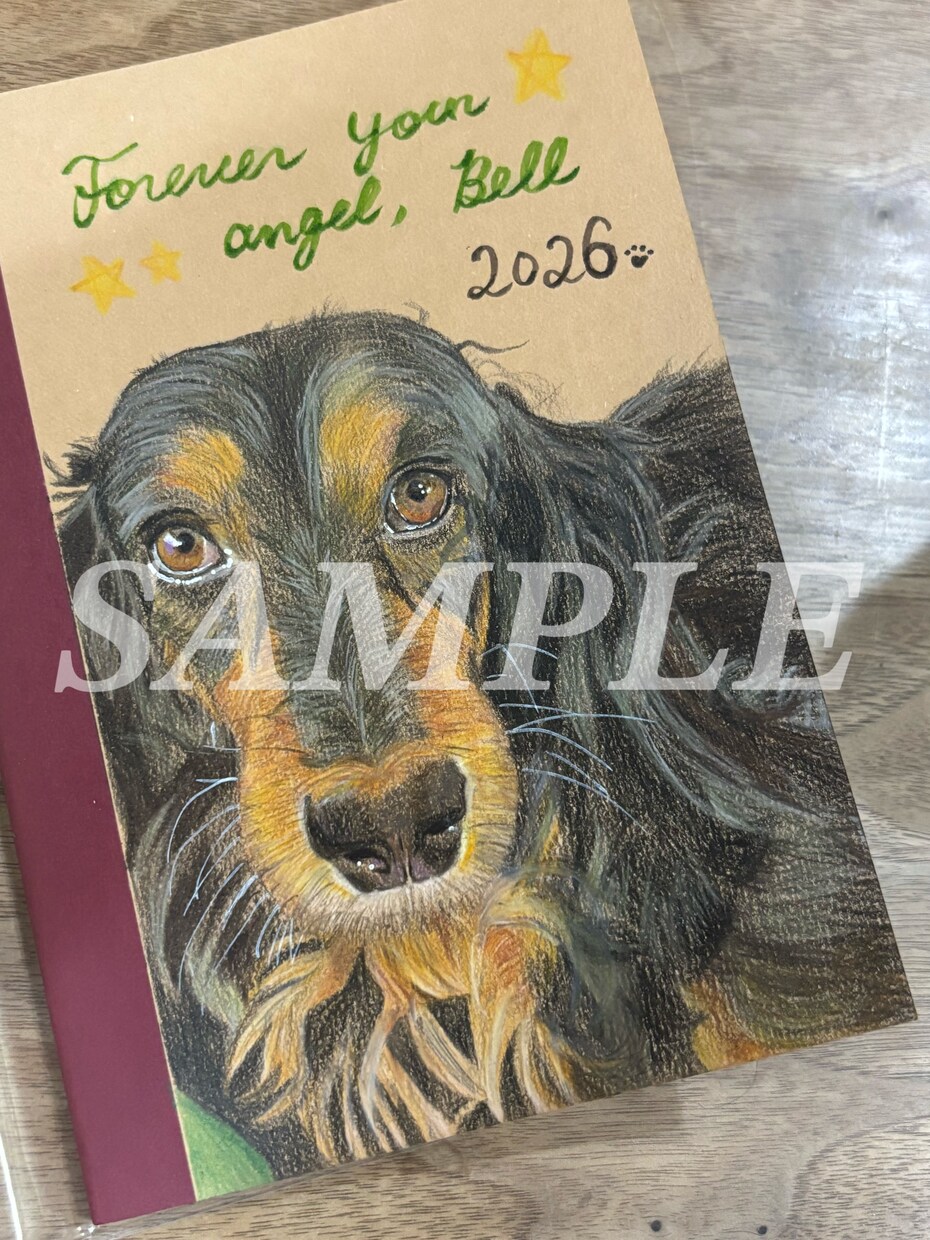 無印ノートに愛犬・愛猫のリアルな似顔絵を描きます 24時間受付中！英語メッセージを添えた、持ち歩ける似顔絵です イメージ2