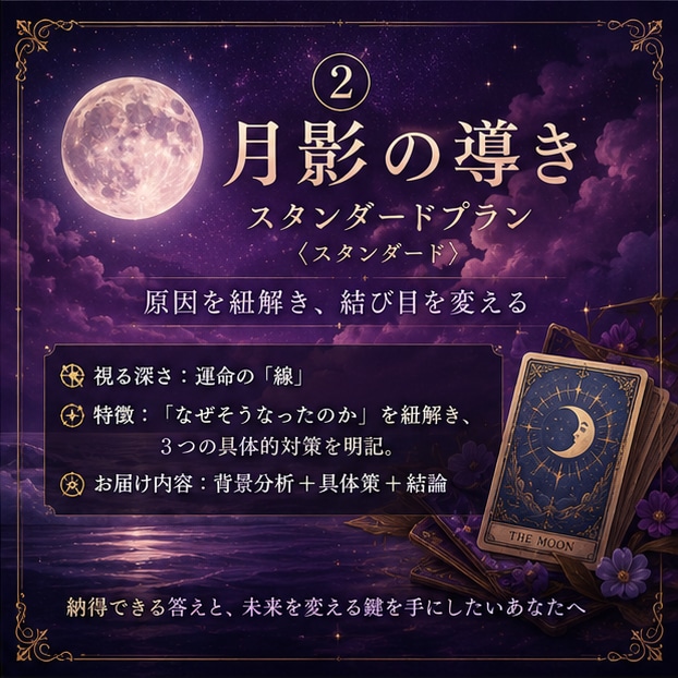 タロット/霊視【月影の導き】月の光で照らします スタンダードプラン ― 原因を紐解き、結び目を変える ― イメージ2