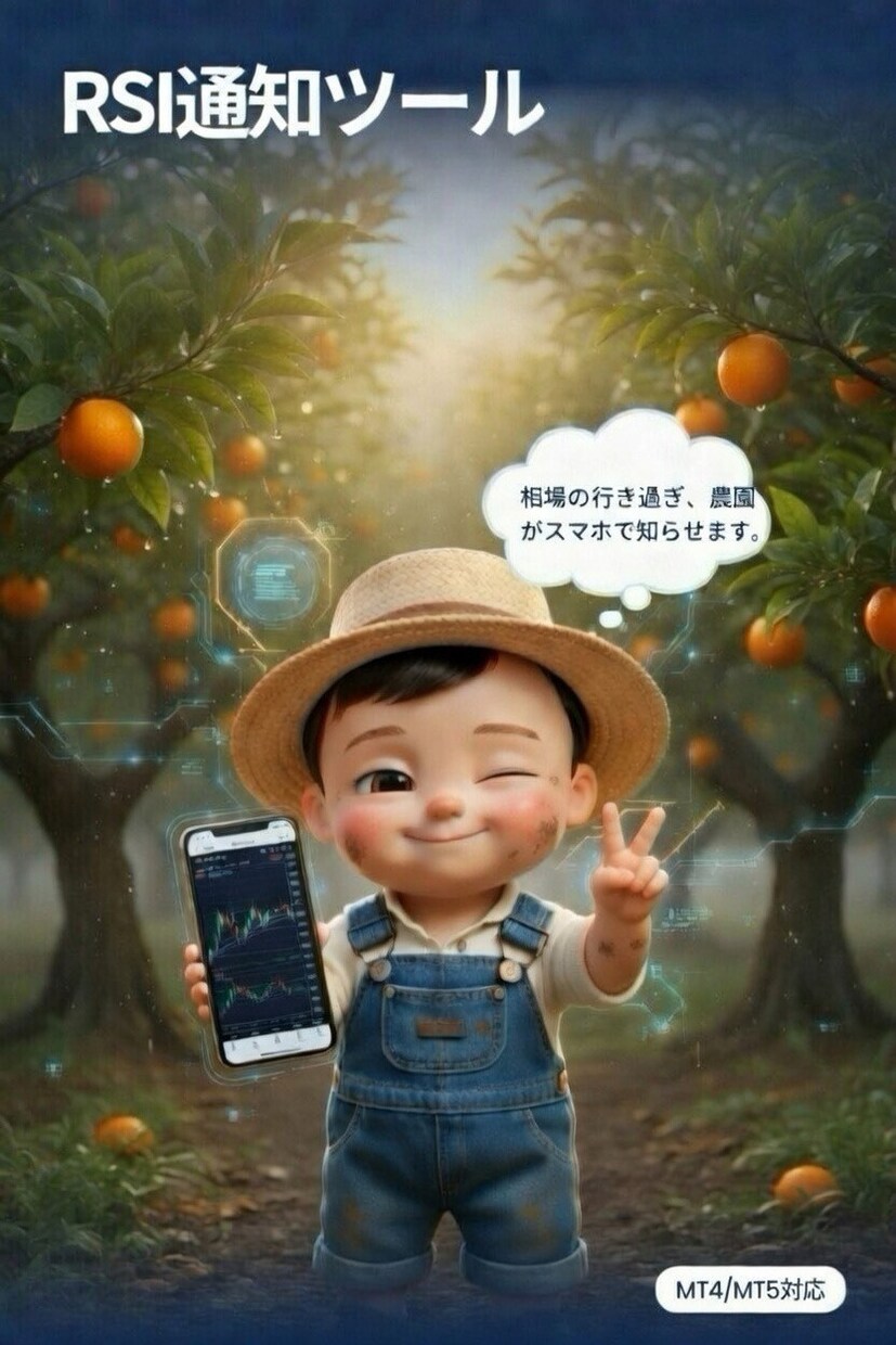 MT4/5　RSIの指定の数値でスマホ通知が来ます 相場の行き過ぎ、農園がスマホで知らせます。 イメージ1