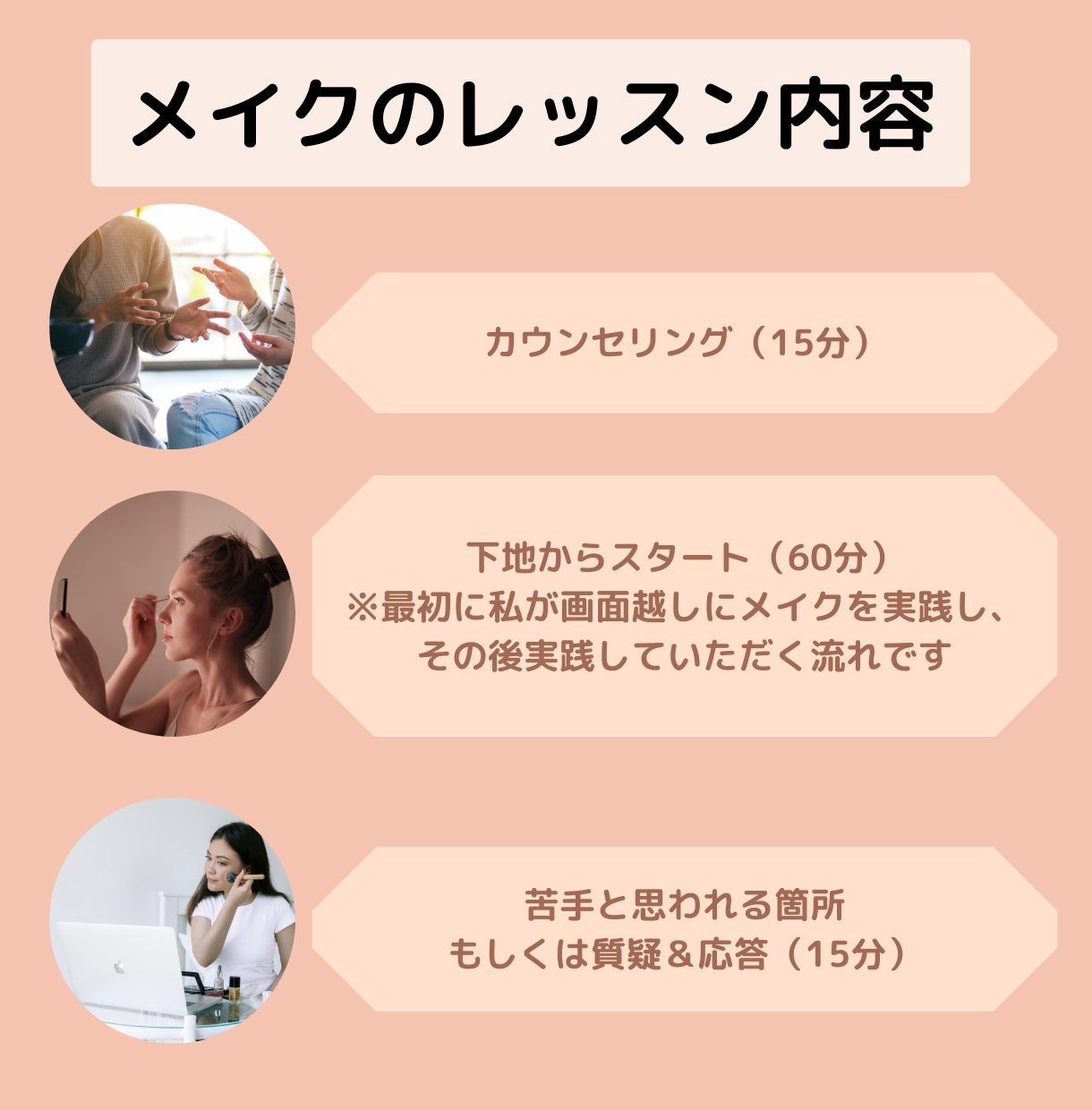 たった90分！自分にあったメイク方法が学べます 美バランスメイクをご自宅で！楽しく学べるオンラインレッスン イメージ3