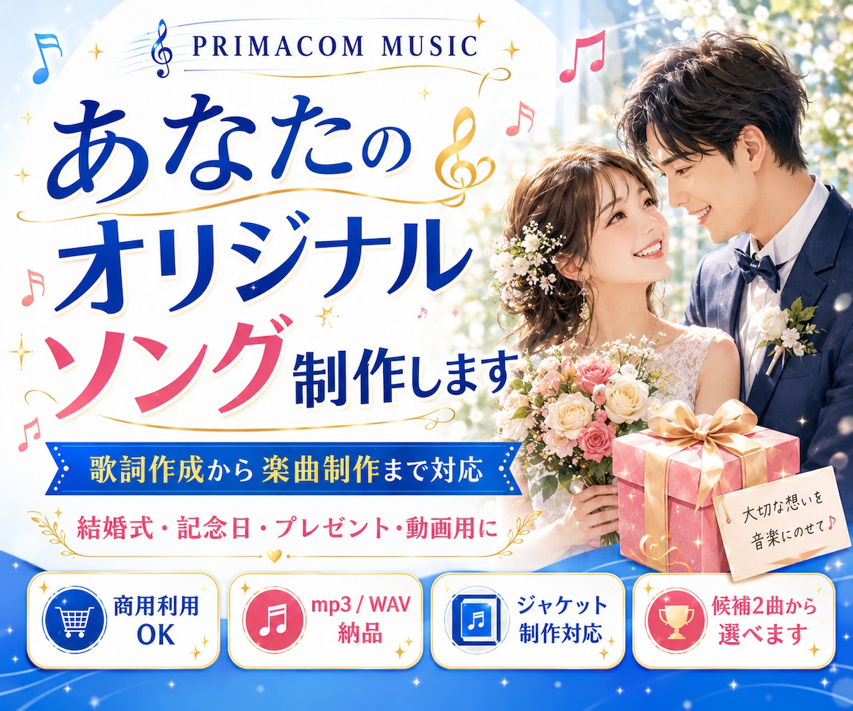 あなたのオリジナルソング制作します 大切な想いを歌にして、心に残る一曲をお届けします イメージ1