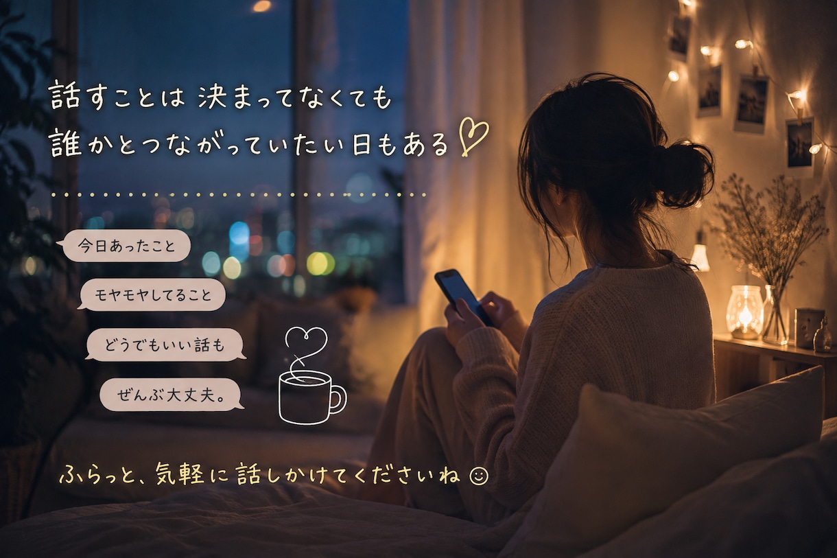 気が向いた時にゆるくチャットします 自分のペースで、ふらっと話しかけてください イメージ1