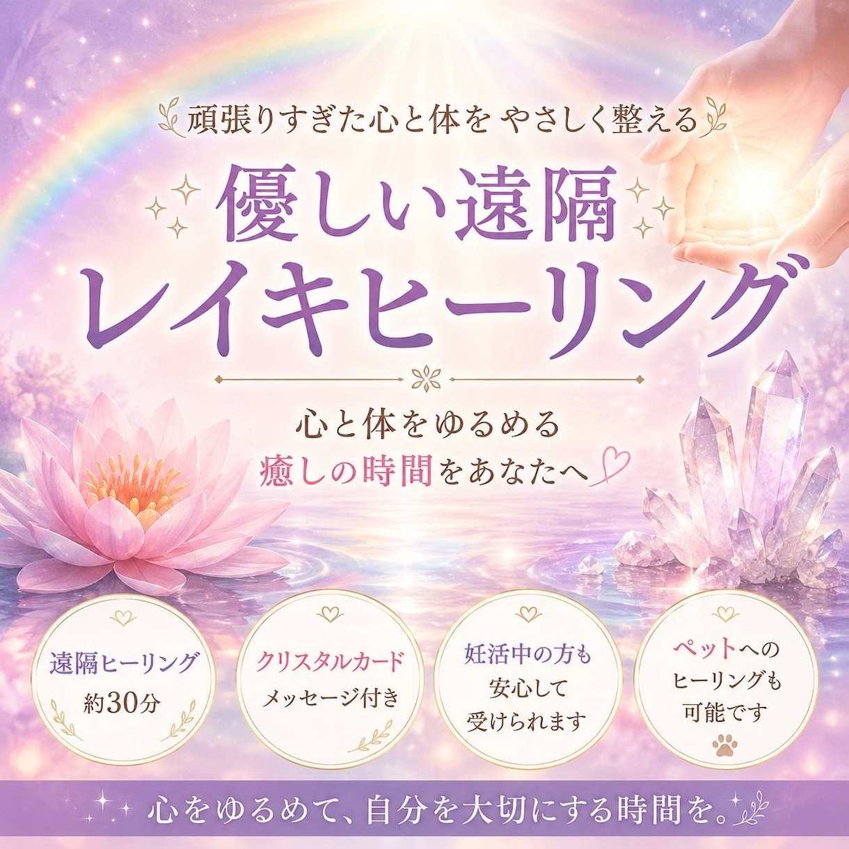 遠隔レイキヒーリングで心と身体を整えます 頑張る毎日に癒しと安心をお届けします。 イメージ1