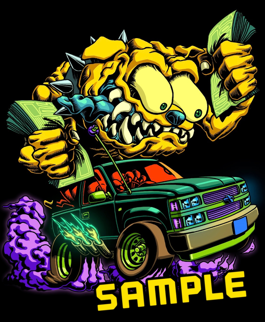 ラットフィンク風/アメコミ風カーイラスト描きます 納車記念、廃車前、チームや会社のロゴやグッズに！ イメージ2