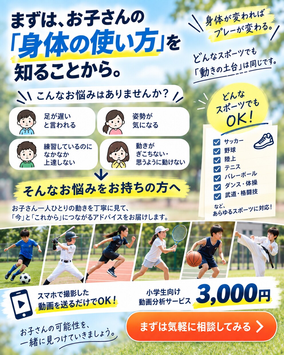 小学生のスポーツ動作を動画チェックします 姿勢や身体の使い方を専門家が分析します イメージ5