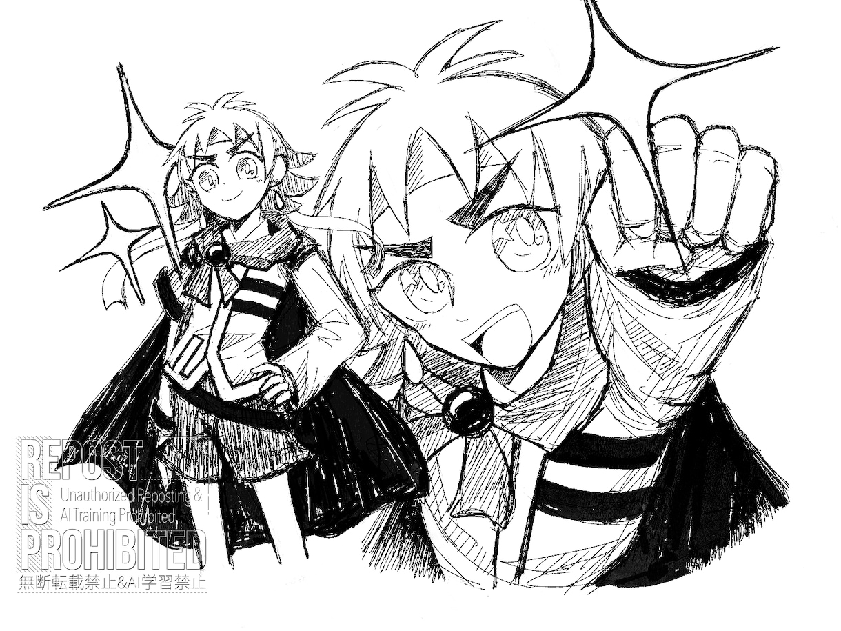 白黒ラクガキスケッチイラスト描きます 気軽に他人の描くOCが見たい人へ！詰め込み絵やラフ立ち絵など イメージ3