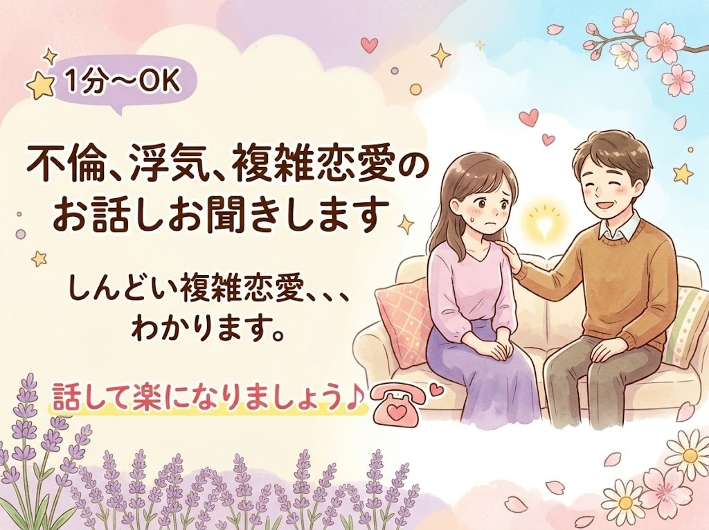 １分◎不倫・複雑愛中の彼の男心リーディングします 遊び？本気？いつ動く？彼との未来は？気になる複雑恋愛を解決へ イメージ2