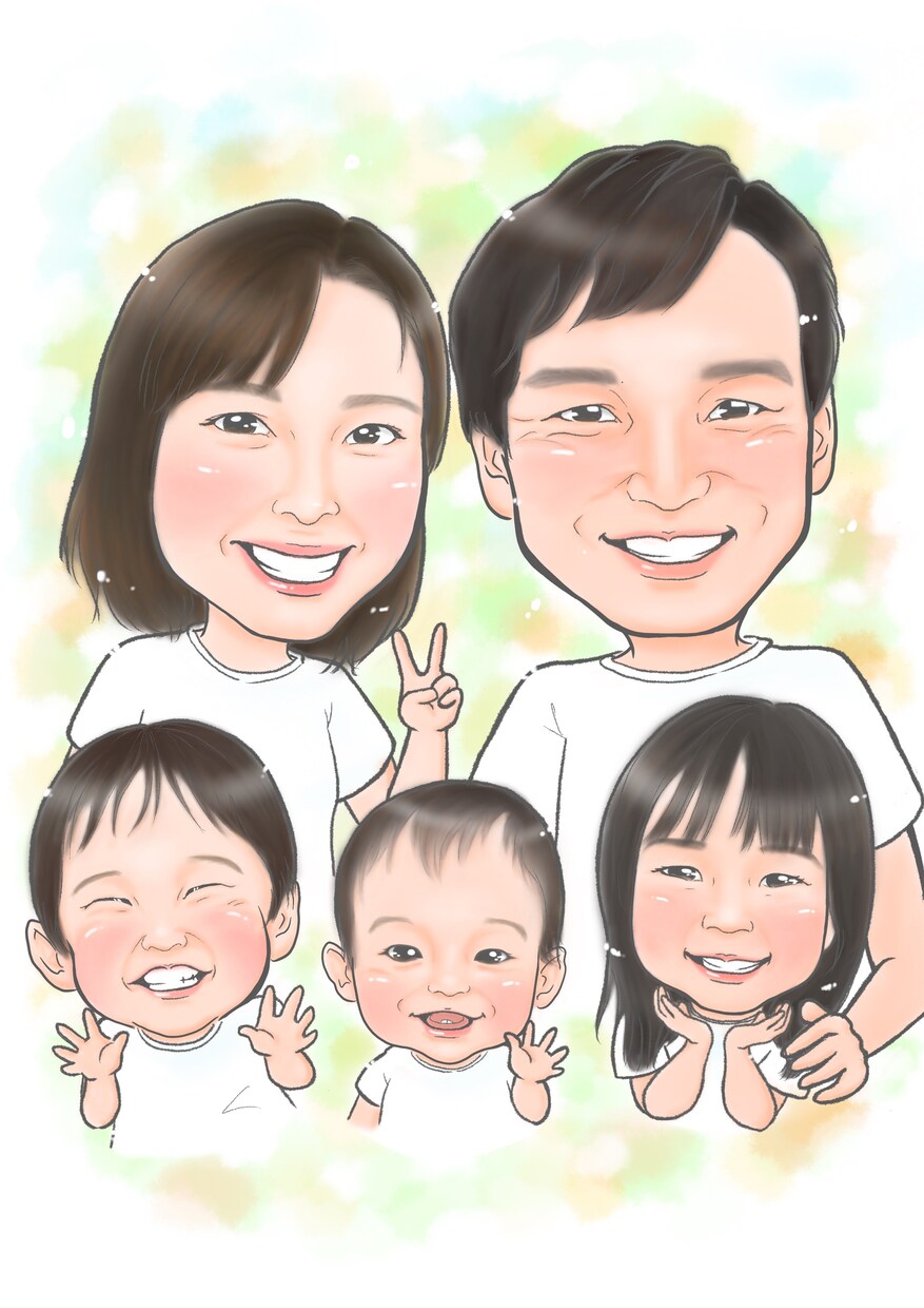 ちょうどよく似てる！笑顔が可愛い家族似顔絵描きます 被らない♪邪魔にならない♪淡色可愛い♪贈り物に最適！ イメージ8
