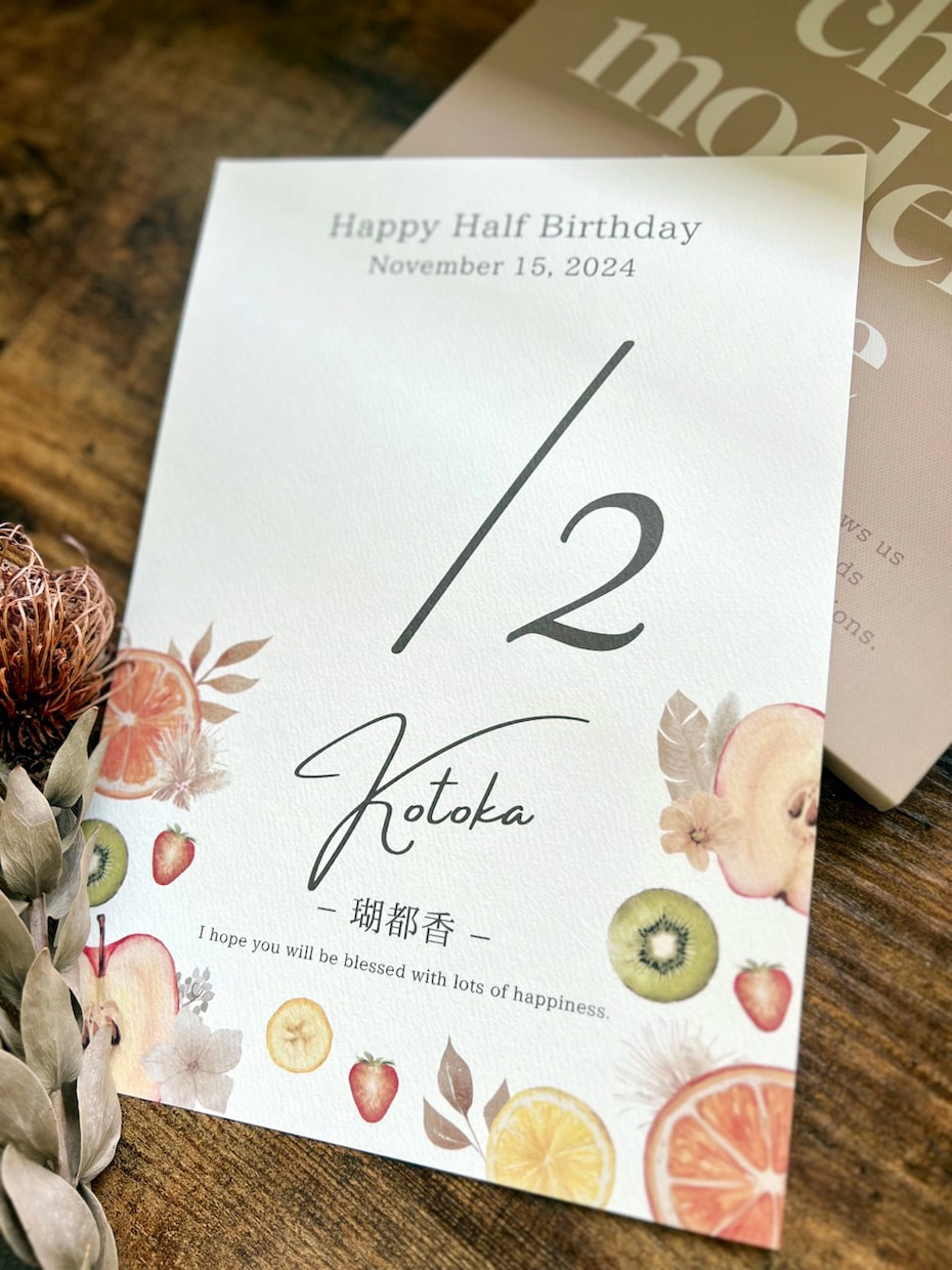 フルーツ♡ハーフバースデー足形ポスターつくります 2枚セットで失敗してしまったときやプレゼントにも◎ イメージ4